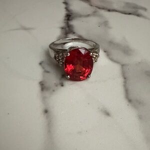 925 Red Gemstone ring size 9